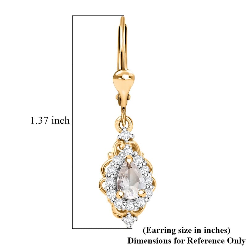 D'Joy Premium Malagasy Moonstone and White Zircon 1.35 ctw Lever Back Earrings in 18K Vermeil Yellow Gold Over Sterling Silver
