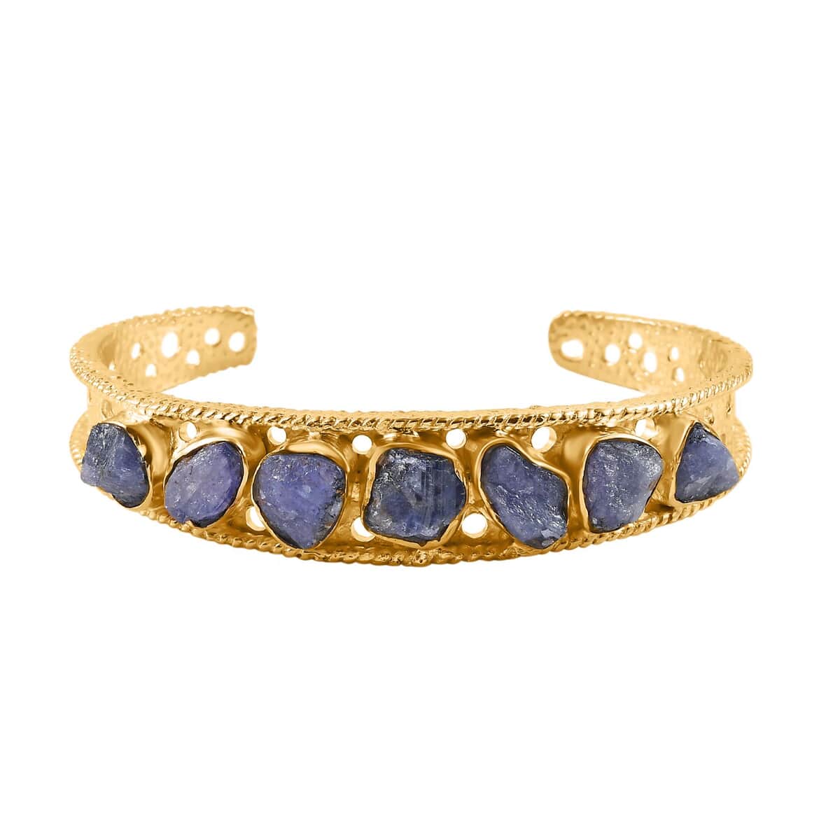 Karis Rough Cut Tanzanite 29.65 ctw Bangle Bracelet in 18K YG Plated (7.25 In) image number 0