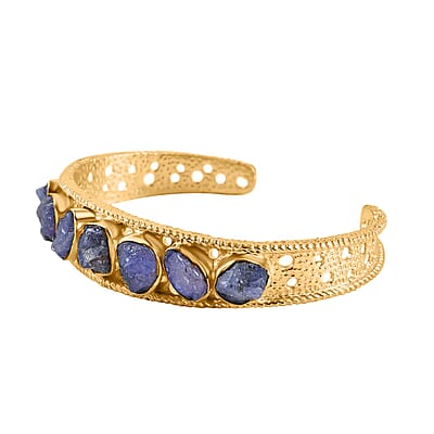 Karis Rough Cut Tanzanite 29.65 ctw Bangle Bracelet in 18K YG Plated (7.25 In)