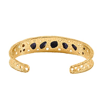 Karis Rough Cut Tanzanite 29.65 ctw Bangle Bracelet in 18K YG Plated (7.25 In)