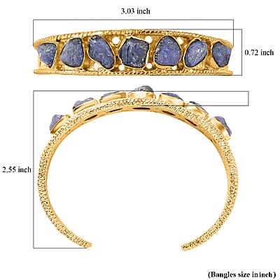 Karis Rough Cut Tanzanite 29.65 ctw Bangle Bracelet in 18K YG Plated (7.25 In)