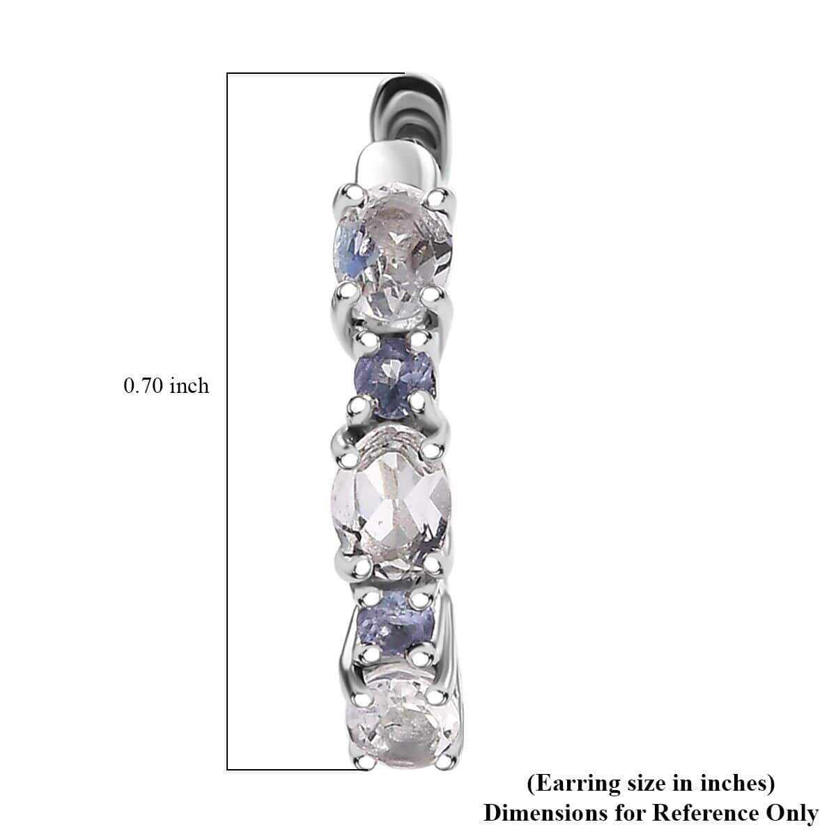 Premium Malagasy Moonstone and Tanzanite 1.15 ctw Hoop Earrings in Rhodium Over Sterling Silver image number 4