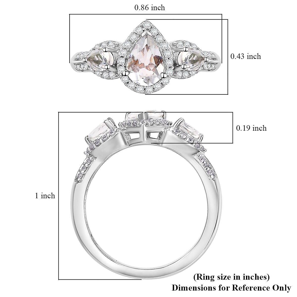 D'Joy Premium Malagasy Moonstone and White Zircon 1.60 ctw Scarlet Cascade Ring in Rhodium Over Sterling Silver (Size 10.0) (Del. in 8-10 Days) image number 5