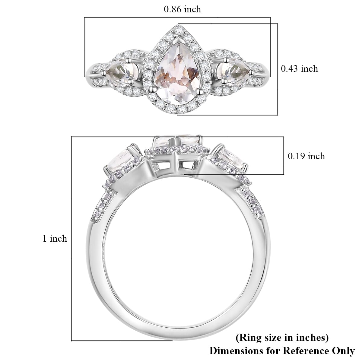 Premium Malagasy Moonstone and White Zircon 1.60 ctw Scarlet Cascade Ring in Rhodium Over Sterling Silver (Size 6.0) (Del. in 8-10 Days) image number 5