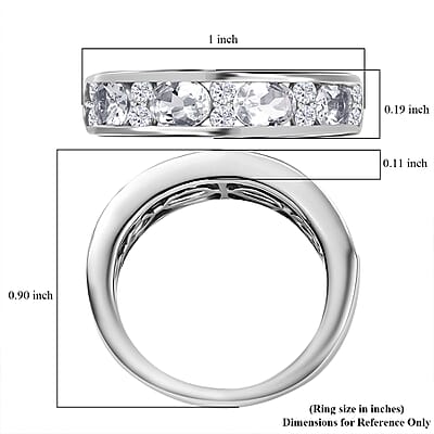 D'Joy Premium Malagasy Moonstone and Moissanite 1.60 ctw Band Ring in Rhodium Over Sterling Silver (Size 10.0) 