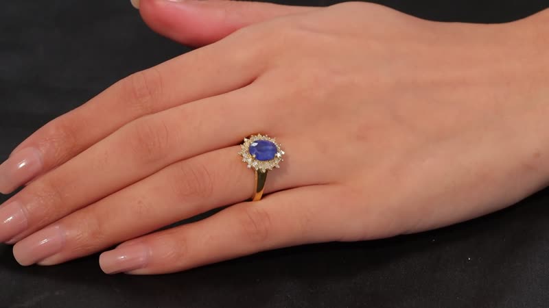 Kashmir Kyanite, Natural Champagne and White Diamond (0.30 cts) Starburst Ring in 18K Vermeil YG Over Sterling Silver (Size 10.0) 2.75 ctw