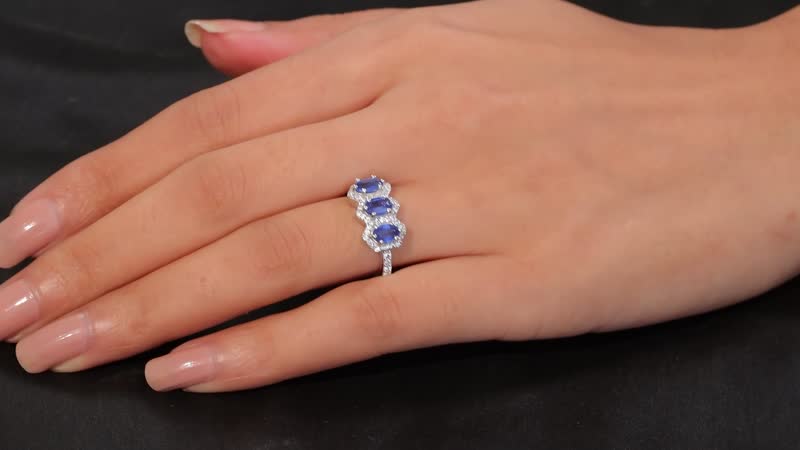 Kashmir Kyanite, White Zircon Ring in Rhodium Over Sterling Silver (Size 10.0) 2.30 ctw