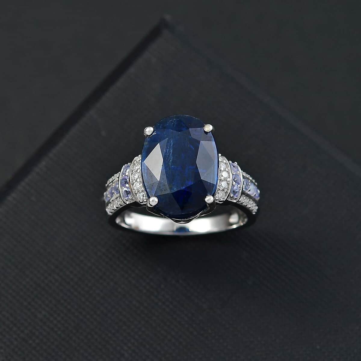 Kashmir Kyanite and Multi Gemstone 8.35 ctw Ring in Rhodium Over Sterling Silver (Size 10.0) image number 1