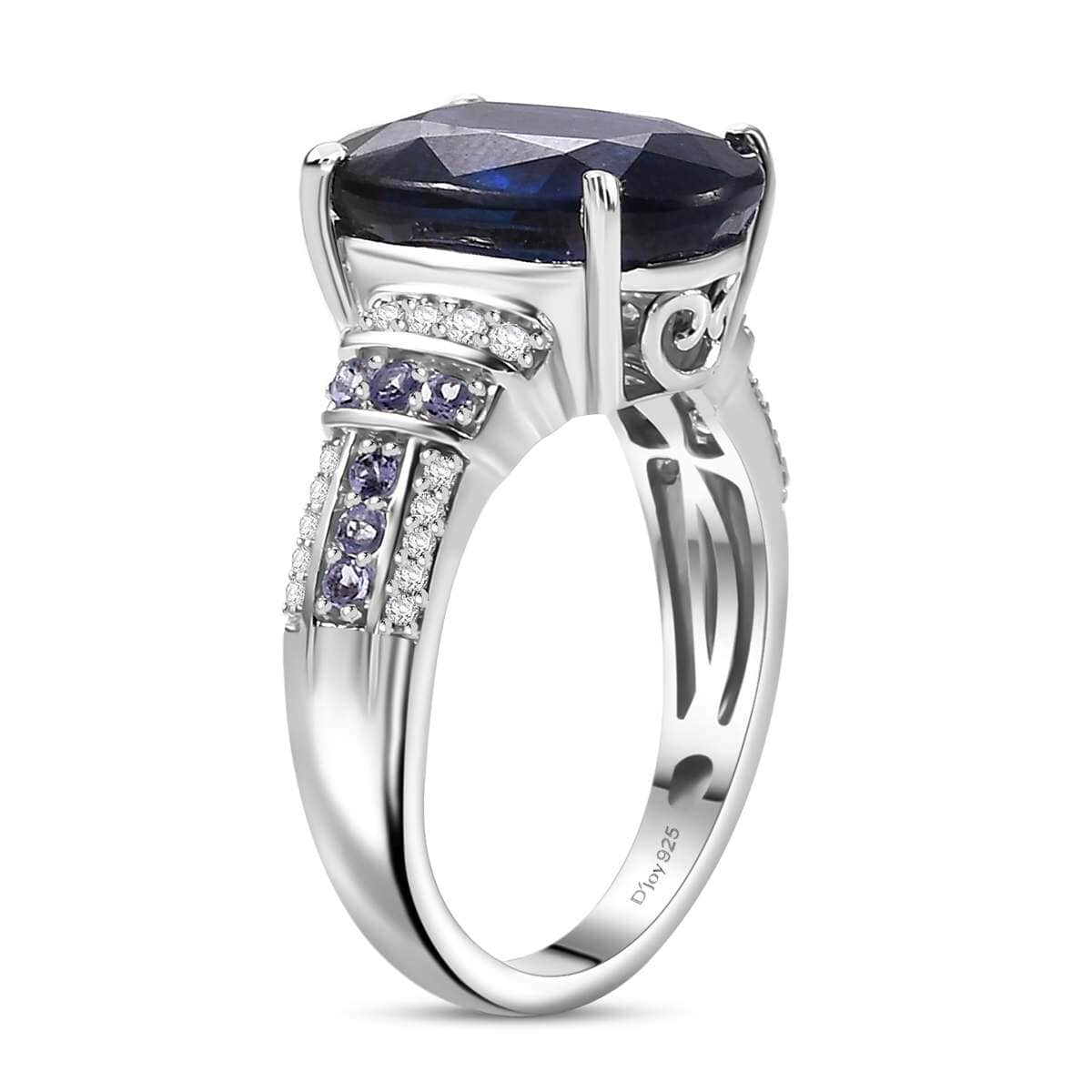 Kashmir Kyanite and Multi Gemstone 8.35 ctw Ring in Rhodium Over Sterling Silver (Size 10.0) image number 3