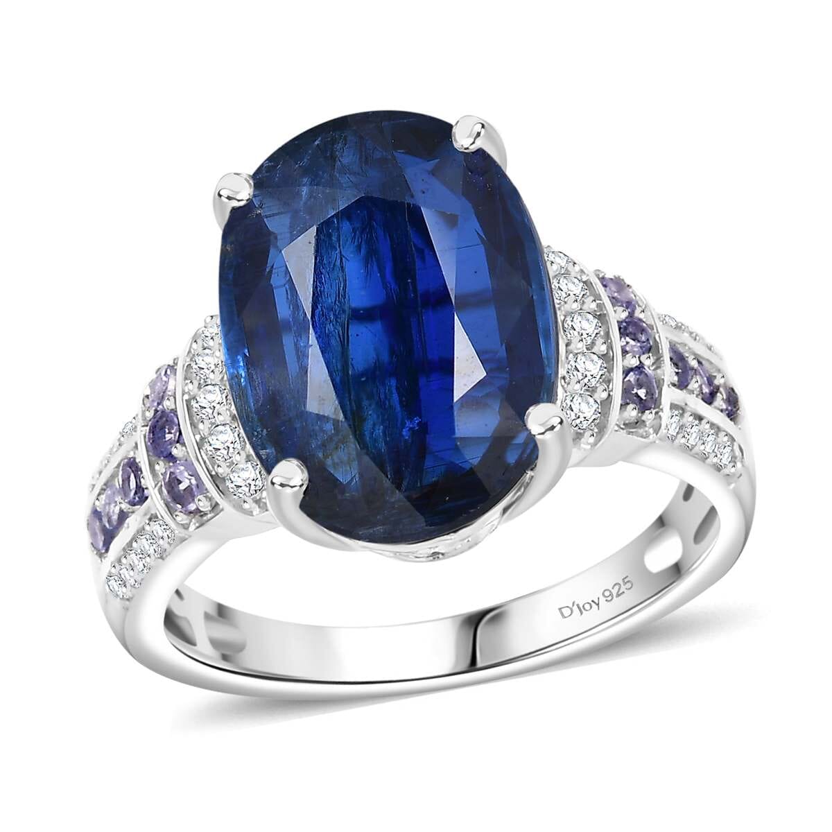 Kashmir Kyanite and Multi Gemstone 8.35 ctw Ring in Rhodium Over Sterling Silver (Size 6.0) image number 0