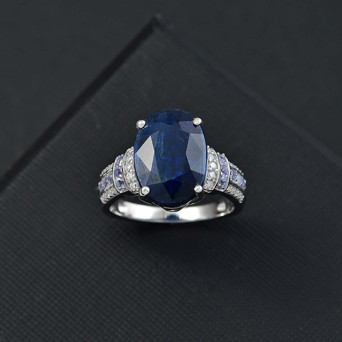 Kashmir Kyanite and Multi Gemstone 8.35 ctw Ring in Rhodium Over Sterling Silver (Size 6.0) image number 1