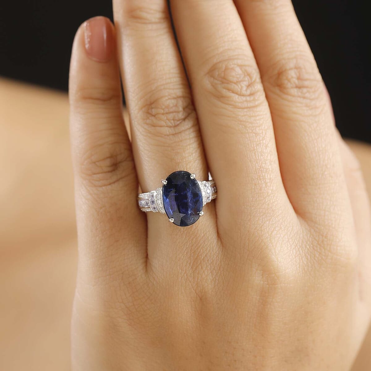 Kashmir Kyanite and Multi Gemstone 8.35 ctw Ring in Rhodium Over Sterling Silver (Size 6.0) image number 2