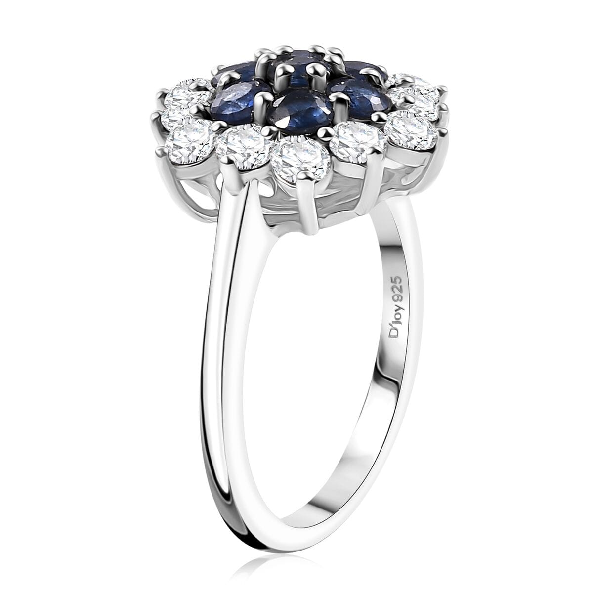 Kashmir Kyanite and White Zircon 2.80 ctw Floral Ring in Rhodium Over Sterling Silver (Size 6.0) image number 3