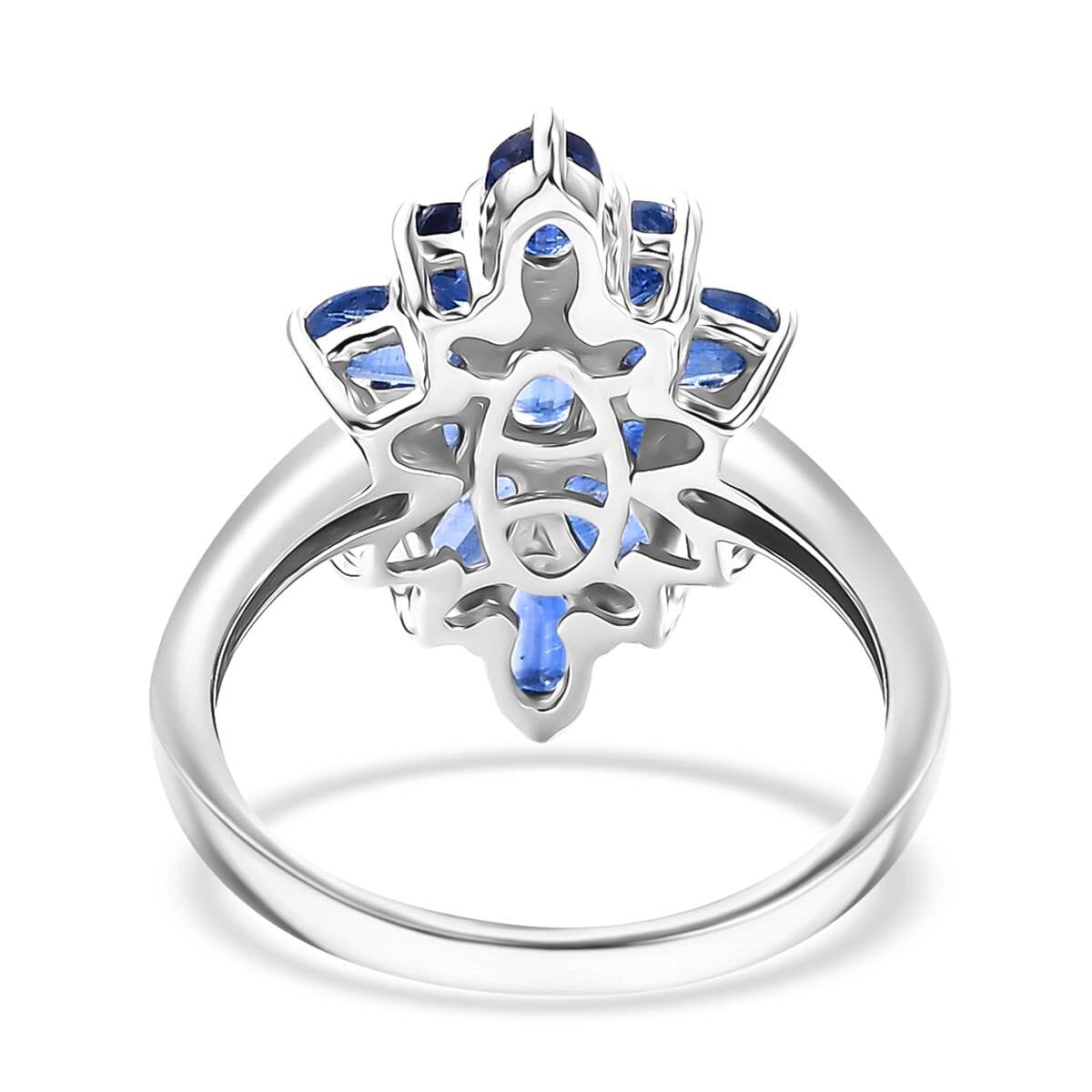 Kashmir Kyanite 3.75 ctw Floral Ring in Rhodium Over Sterling Silver (Size 10.0) image number 4