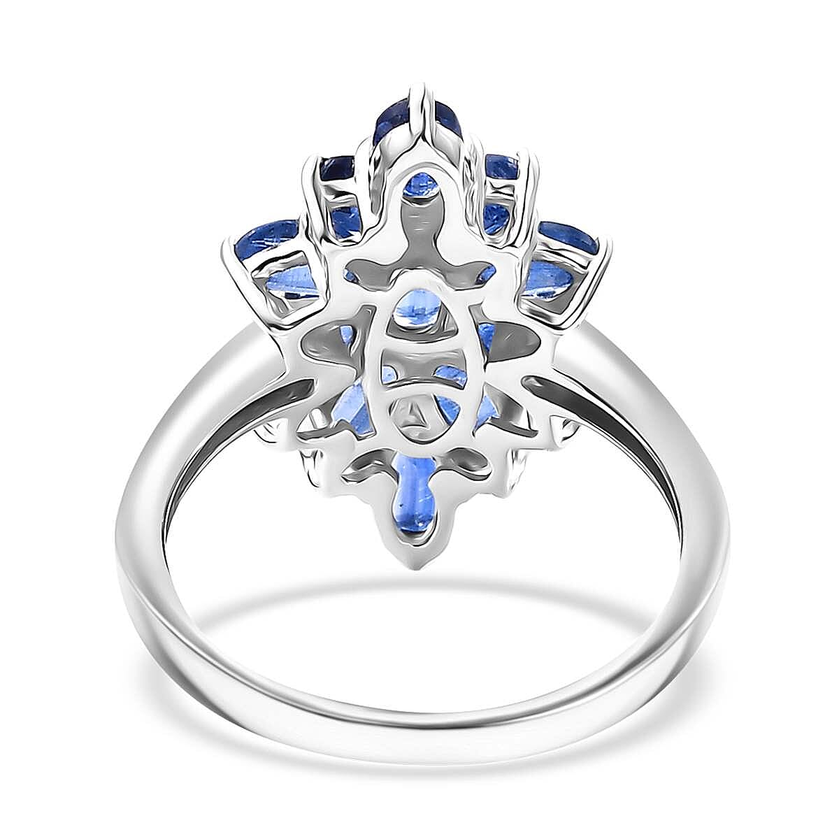 D'Joy Kashmir Kyanite 3.75 ctw Floral Ring in Rhodium Over Sterling Silver (Size 5.0) image number 4