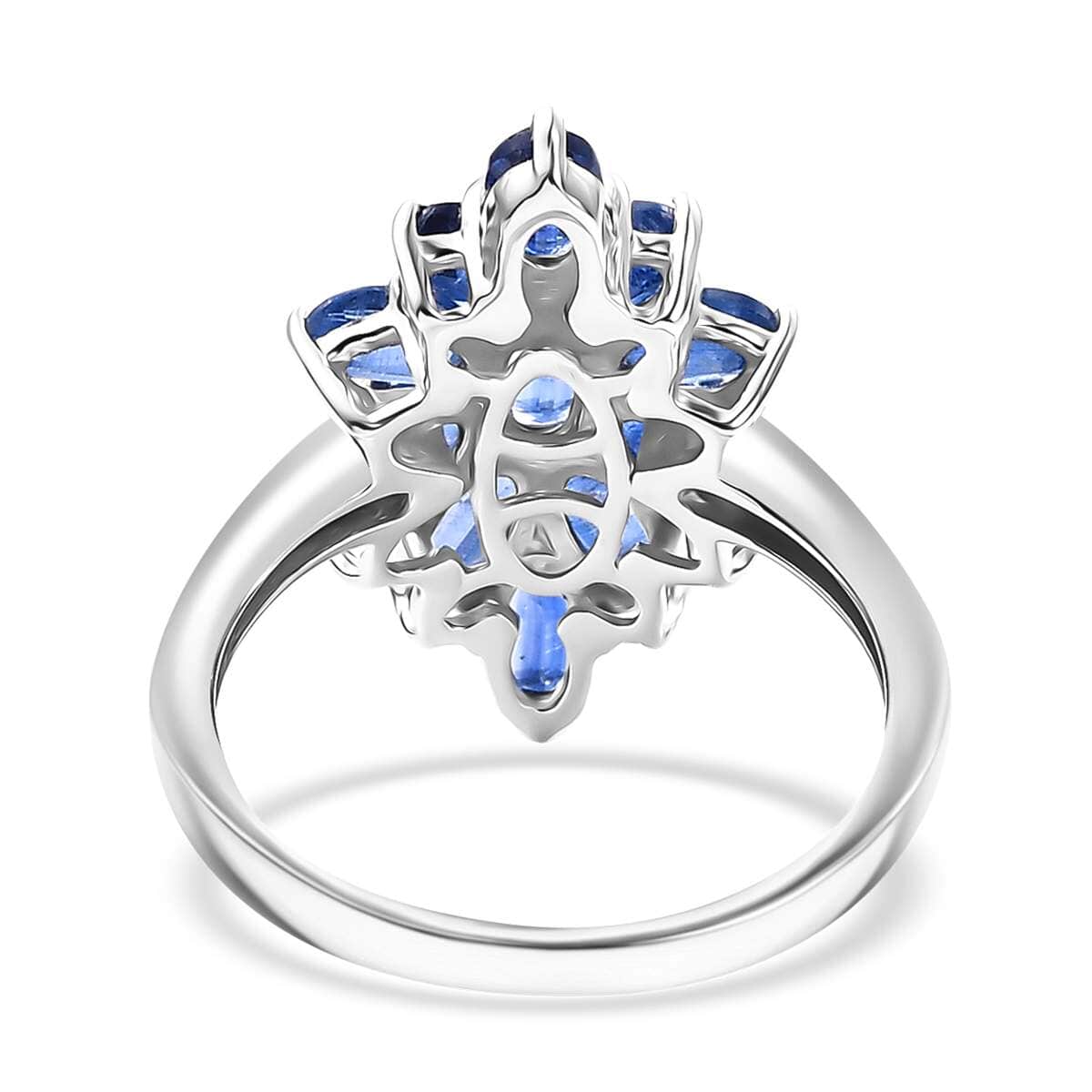 Kashmir Kyanite 3.75 ctw Floral Ring in Rhodium Over Sterling Silver (Size 7.0) image number 4