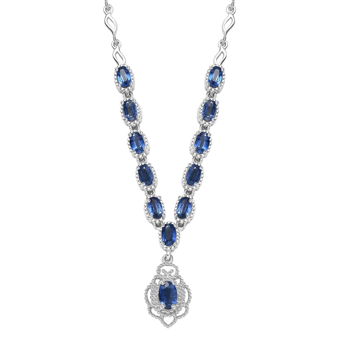 Kashmir Kyanite 4.50 ctw Necklace 18 Inches in Rhodium Over Sterling Silver image number 0