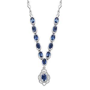 D'Joy Kashmir Kyanite 4.50 ctw Necklace 18 Inches in Rhodium Over Sterling Silver