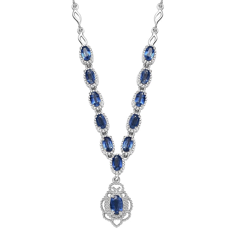 D'Joy Kashmir Kyanite 4.50 ctw Necklace 18 Inches in Rhodium Over Sterling Silver