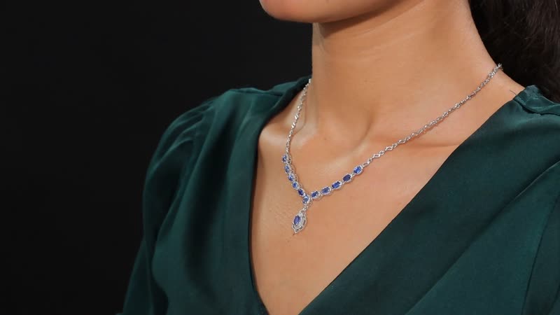 D'Joy Kashmir Kyanite 4.50 ctw Necklace 18 Inches in Rhodium Over Sterling Silver