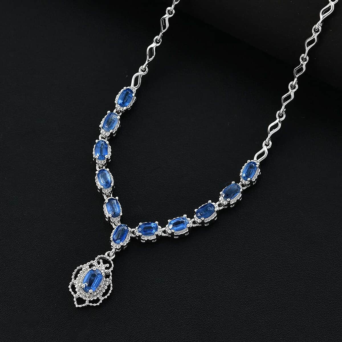 Kashmir Kyanite 4.50 ctw Necklace 18 Inches in Rhodium Over Sterling Silver image number 1