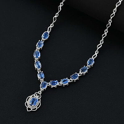 D'Joy Kashmir Kyanite 4.50 ctw Necklace 18 Inches in Rhodium Over Sterling Silver