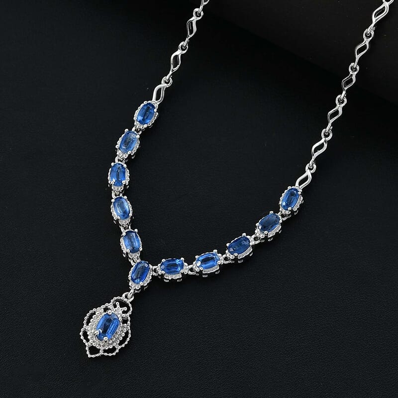 D'Joy Kashmir Kyanite 4.50 ctw Necklace 18 Inches in Rhodium Over Sterling Silver