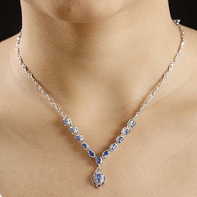D'Joy Kashmir Kyanite 4.50 ctw Necklace 18 Inches in Rhodium Over Sterling Silver