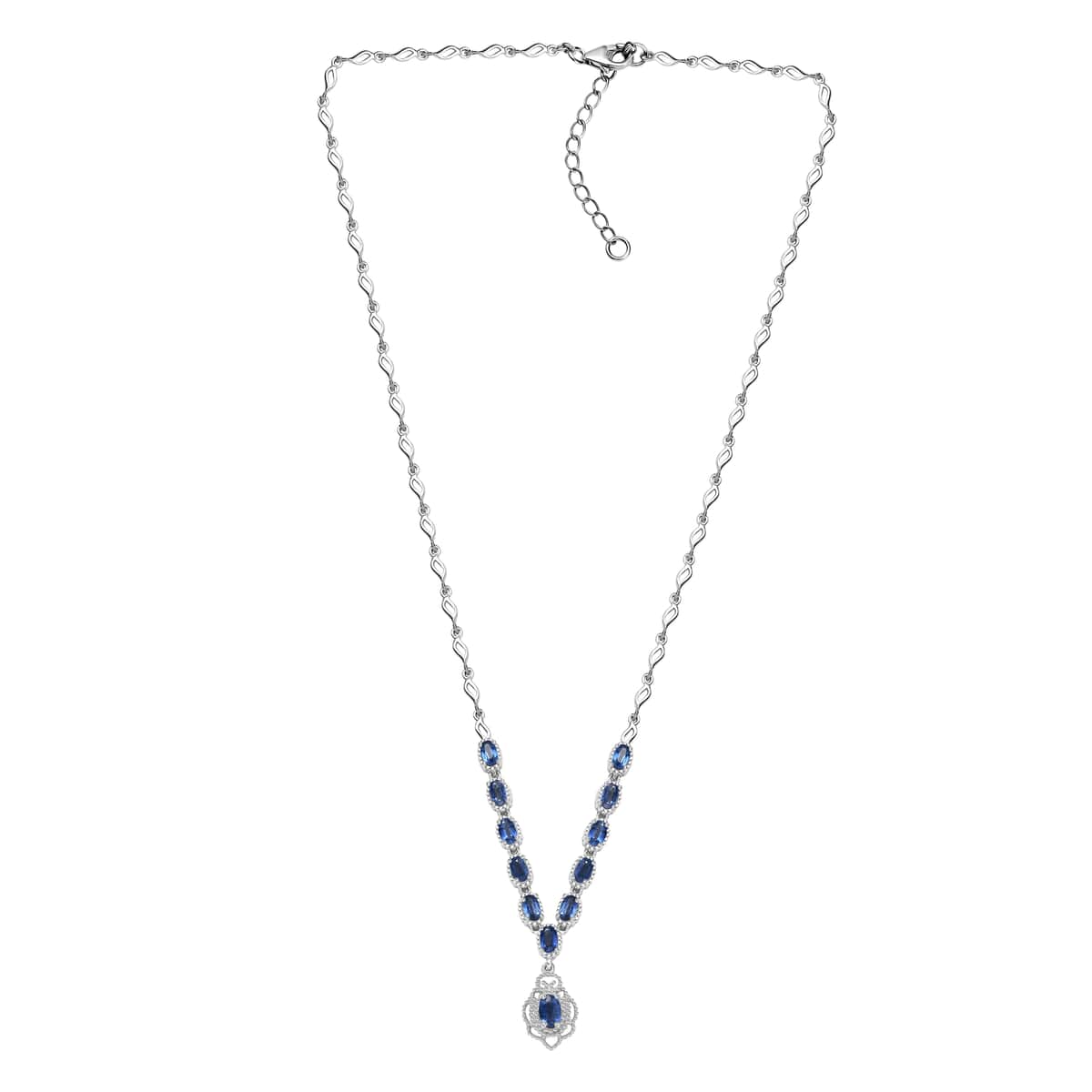 Kashmir Kyanite 4.50 ctw Necklace 18 Inches in Rhodium Over Sterling Silver image number 3