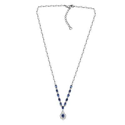 D'Joy Kashmir Kyanite 4.50 ctw Necklace 18 Inches in Rhodium Over Sterling Silver