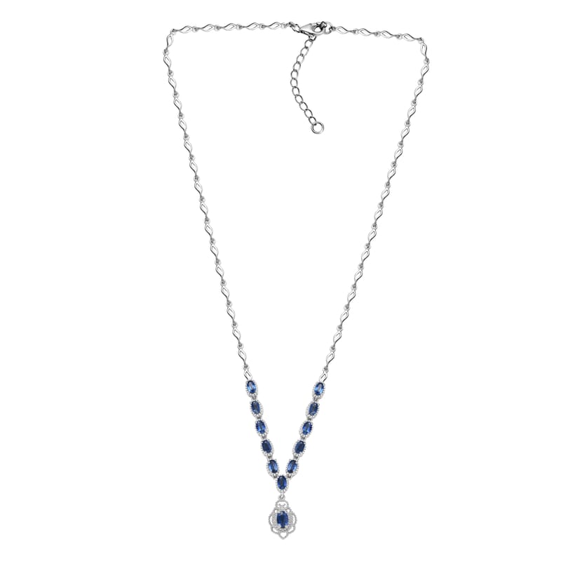 D'Joy Kashmir Kyanite 4.50 ctw Necklace 18 Inches in Rhodium Over Sterling Silver
