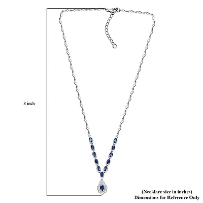 D'Joy Kashmir Kyanite 4.50 ctw Necklace 18 Inches in Rhodium Over Sterling Silver