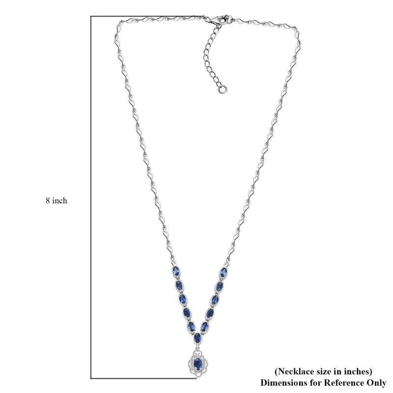 D'Joy Kashmir Kyanite 4.50 ctw Necklace 18 Inches in Rhodium Over Sterling Silver