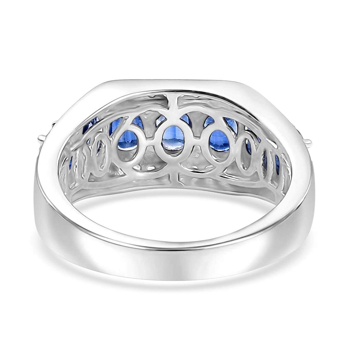 Kashmir Kyanite and White Zircon 3.65 ctw Men's Ring in Rhodium Over Sterling Silver (Size 10.0) image number 4