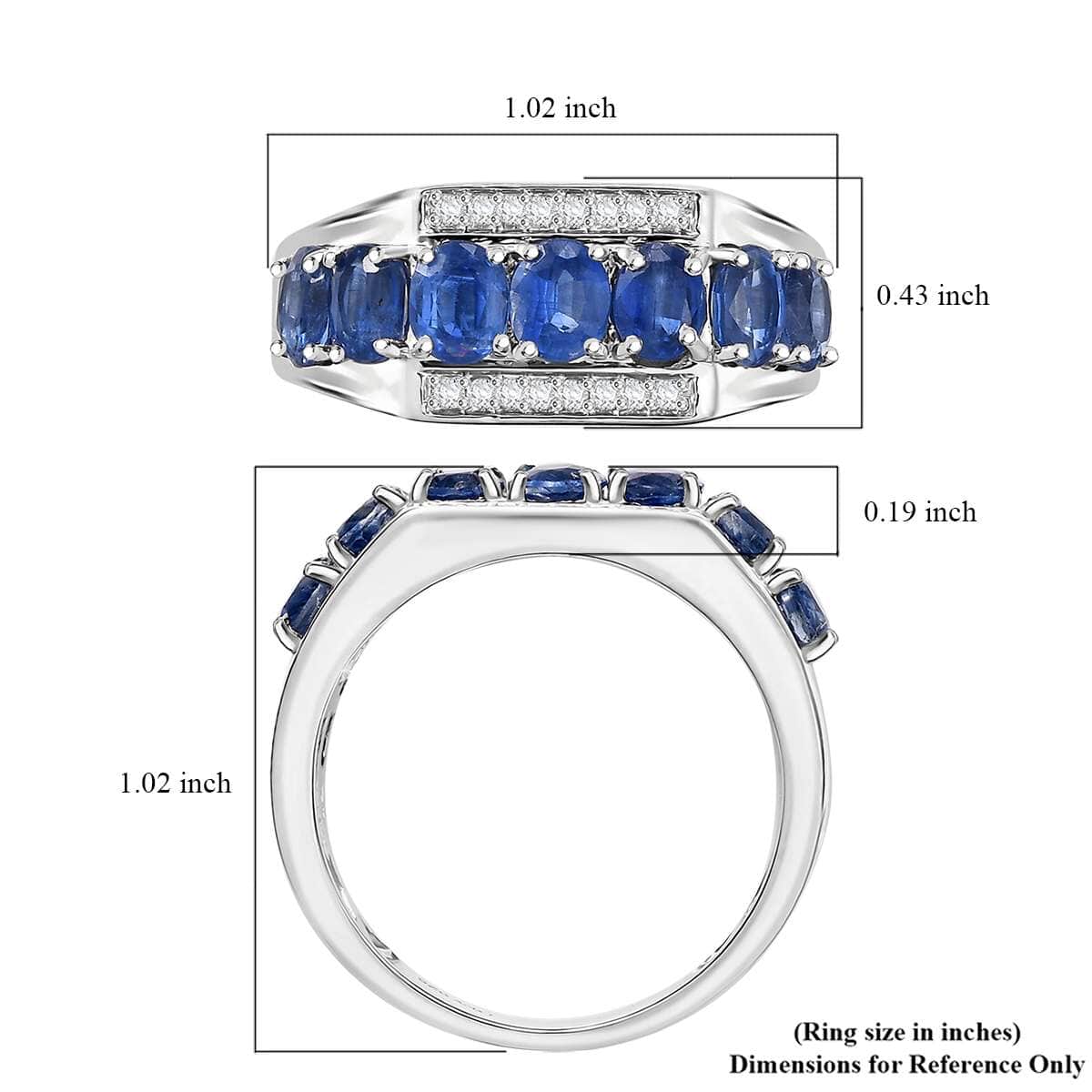 Kashmir Kyanite and White Zircon 3.65 ctw Men's Ring in Rhodium Over Sterling Silver (Size 10.0) image number 5