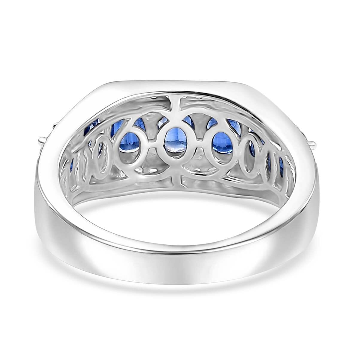 Kashmir Kyanite and White Zircon 3.65 ctw Men's Ring in Rhodium Over Sterling Silver (Size 12.0) image number 4