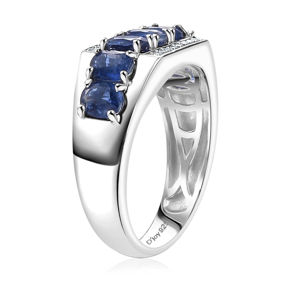 Kashmir Kyanite and White Zircon 3.65 ctw Men's Ring in Rhodium Over Sterling Silver (Size 13.0) image number 3