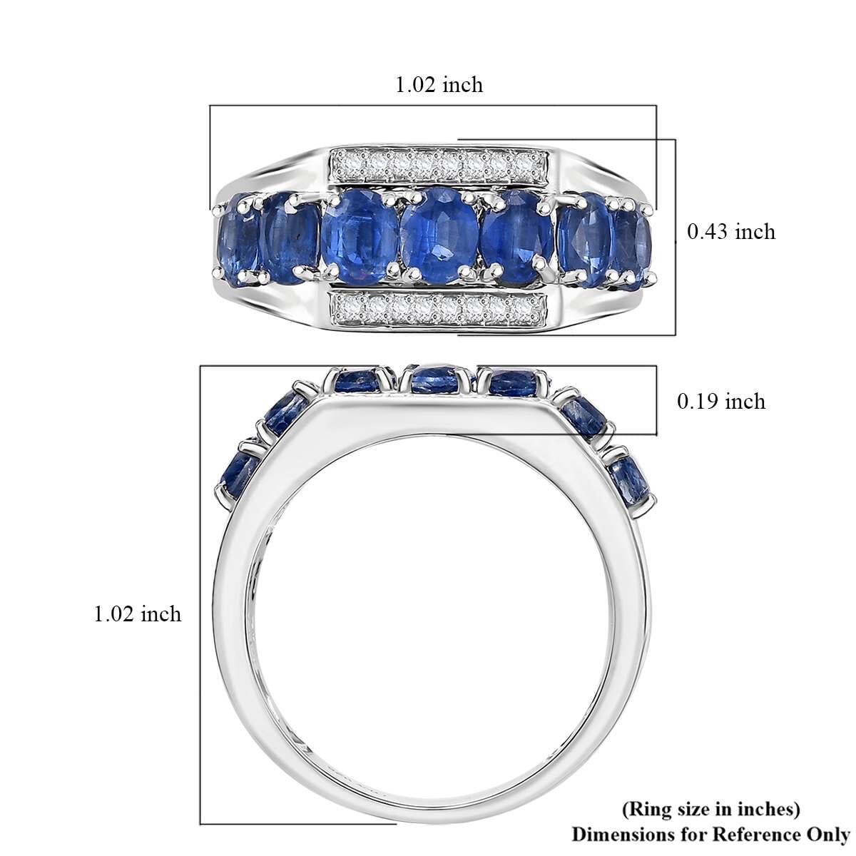 Kashmir Kyanite and White Zircon 3.65 ctw Men's Ring in Rhodium Over Sterling Silver (Size 13.0) image number 5