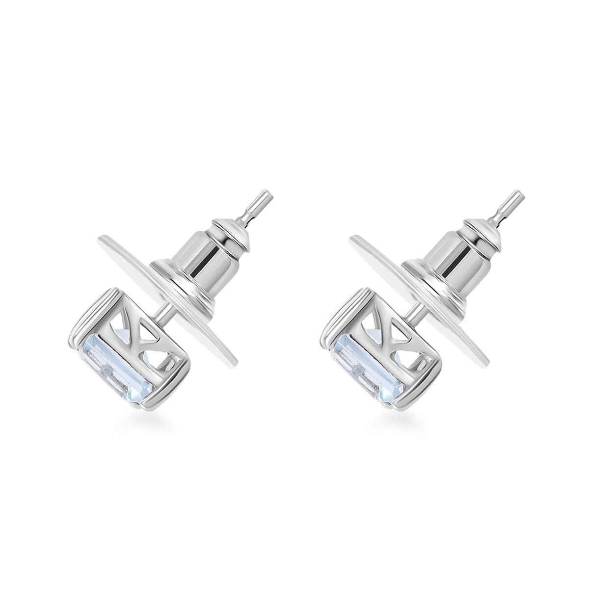 Sky Blue Topaz 1.85 ctw Solitaire Stud Earrings in Platinum Over Sterling Silver  image number 3