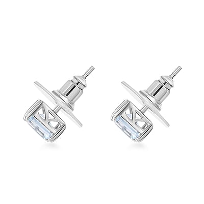 D'Joy Sky Blue Topaz 1.85 ctw Solitaire Stud Earrings in Platinum Over Sterling Silver 