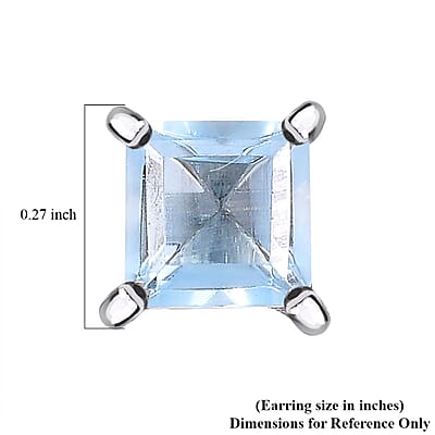 D'Joy Sky Blue Topaz 1.85 ctw Solitaire Stud Earrings in Platinum Over Sterling Silver 