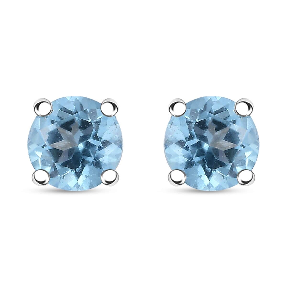 Signity Ice Blue Topaz 1.10 ctw Solitaire Stud Earring in Platinum Over Sterling Silver  image number 0