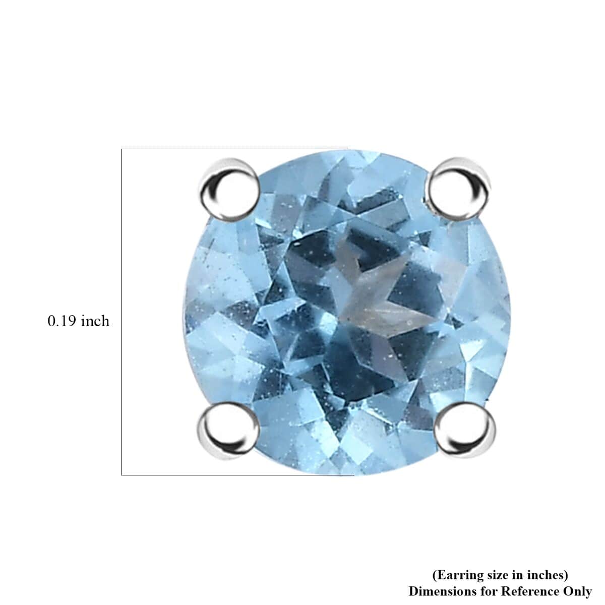 Signity Ice Blue Topaz 1.10 ctw Solitaire Stud Earring in Platinum Over Sterling Silver  image number 4