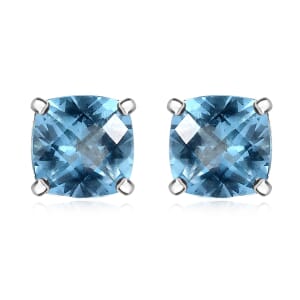 Signity Ice Blue Topaz 1.20 ctw Solitaire Stud Earrings in Platinum Over Sterling Silver 