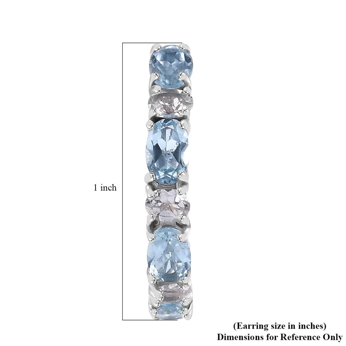 Sky Blue Topaz and White Topaz 5.85 ctw Hoop Earrings in Platinum Over Sterling Silver image number 4