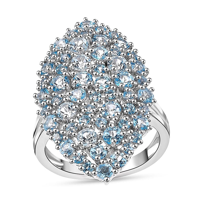 Karis Signity Blue Topaz and Electric Blue Topaz 3.35 ctw Arctic Dream Ring in Platinum Bond (Size 10.0) 