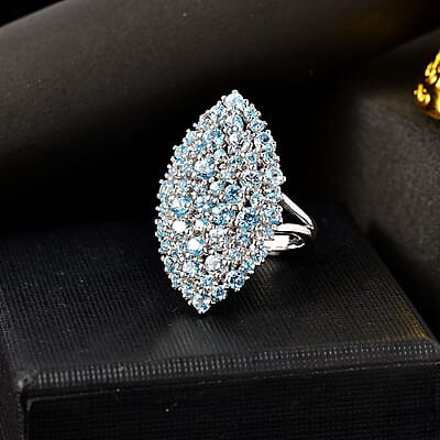 Karis Signity Blue Topaz and Electric Blue Topaz 3.35 ctw Arctic Dream Ring in Platinum Bond (Size 10.0) 