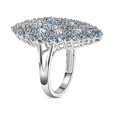 Karis Signity Blue Topaz and Electric Blue Topaz 3.35 ctw Arctic Dream Ring in Platinum Bond (Size 10.0) 