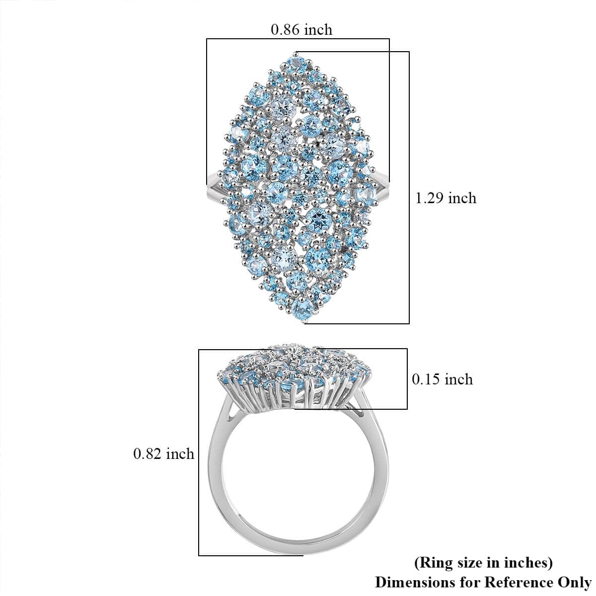 Karis Signity Blue Topaz and Electric Blue Topaz 3.35 ctw Arctic Dream Ring in Platinum Bond (Size 10.0)  image number 5