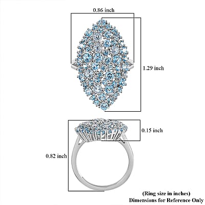 Karis Signity Blue Topaz and Electric Blue Topaz 3.35 ctw Arctic Dream Ring in Platinum Bond (Size 10.0) 